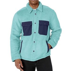 Outerknown Skyline Fleece Shirt Jacket in Mineral Blue Large